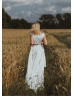 Two Piece Ivory Satin Minimalist Wedding Dress